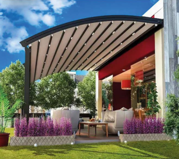 Porche/ pérgola de lona tensada con estructura metálica (3 x 4 m) — instalación integral